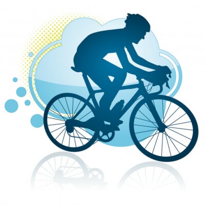 Fotobehang Silhouet van een fietser op een fiets