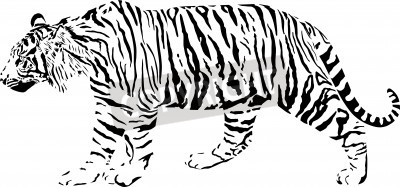 Fotobehang Silhouet van een tijger in een grafische stijl