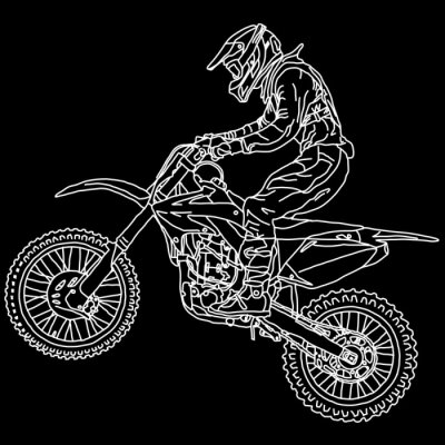 Fotobehang silhouetten Motocross ruiter op een motorfiets. Vector illustratie