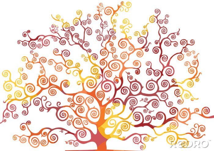 Fotobehang Sinaasappelboom in abstractie