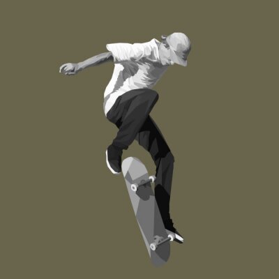 Skateboarder sprong op skateboard, vector illustratie