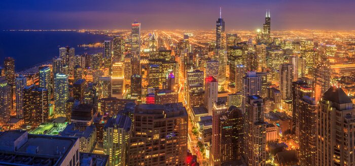 Fotobehang Skyline van Chicago bij nacht