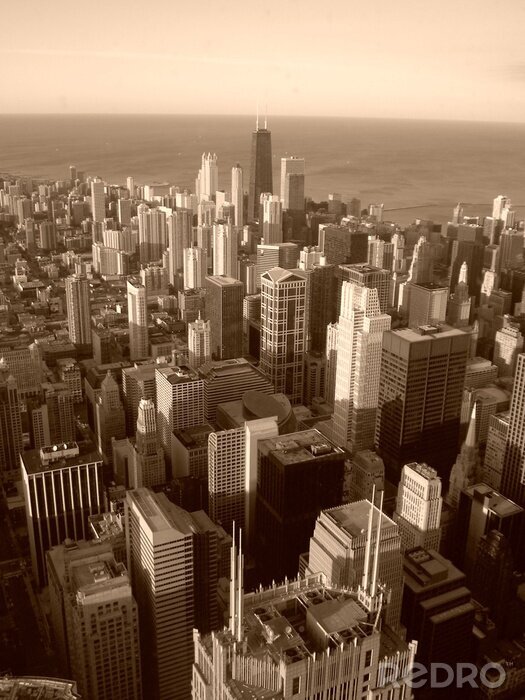 Fotobehang Skyline van Chicago in sepia