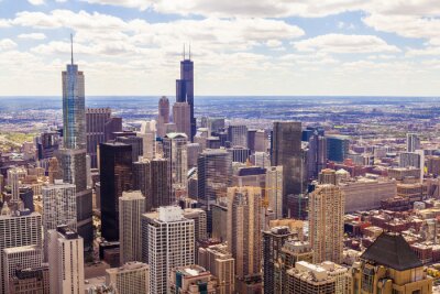 Fotobehang Skyline van Chicago op een zonnige dag