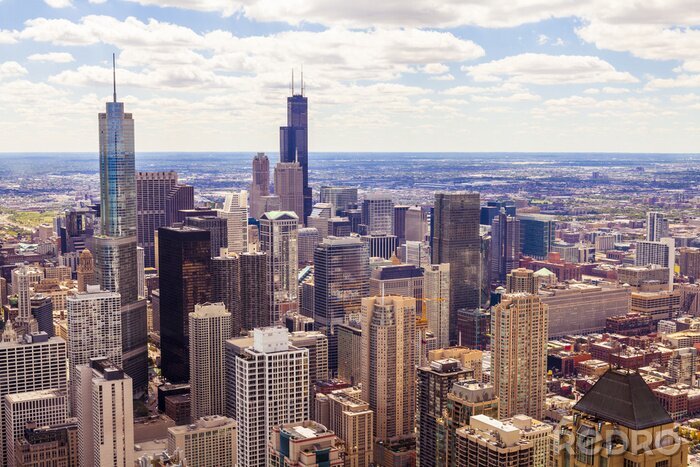 Fotobehang Skyline van Chicago op een zonnige dag