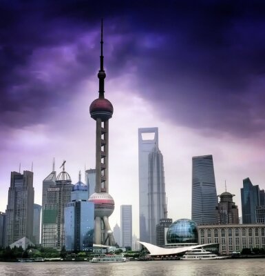 Fotobehang Skyline van de Chinese metropool