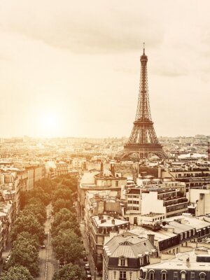 Fotobehang Skyline van de Eiffeltoren in sepia