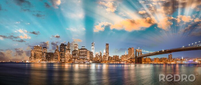 Fotobehang Skyline van de hemel over Manhattan