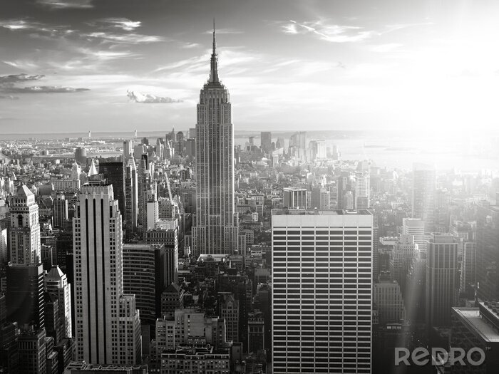 Fotobehang Skyline van de stad in zwart-wit