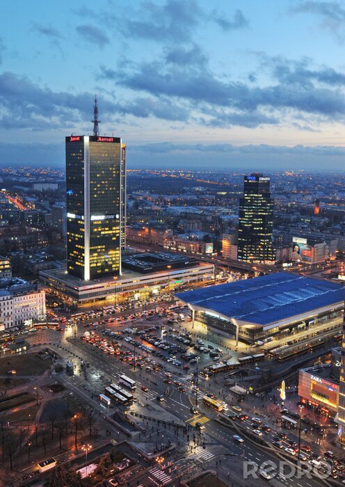 Fotobehang Skyline van het centrum van Warschau