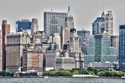 Fotobehang Skyline van Manhattan in grijze kleuren