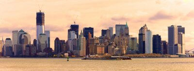 Fotobehang Skyline van Manhattan in warme kleuren