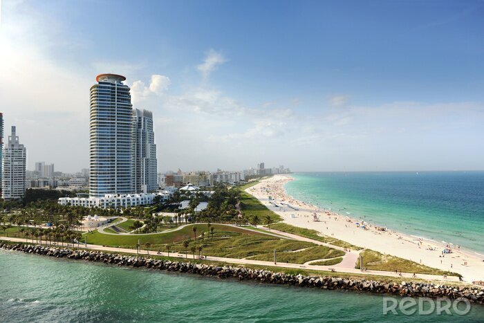 Fotobehang Skyline van Miami Beach