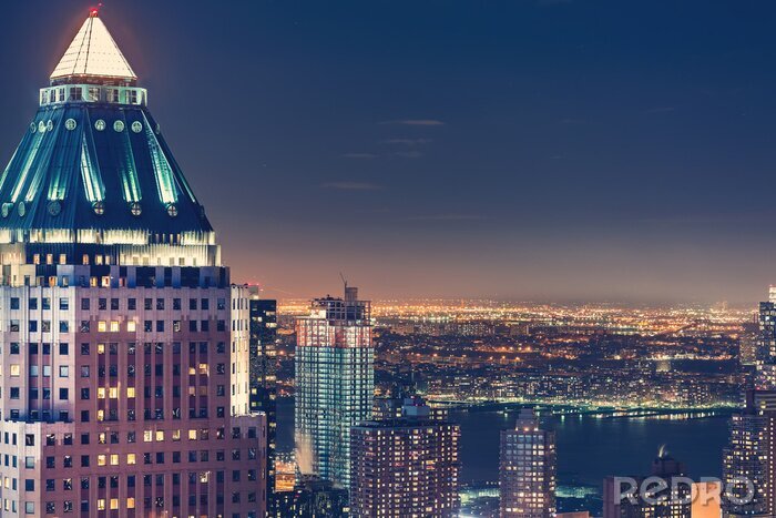 Fotobehang skyline van New York bij nacht