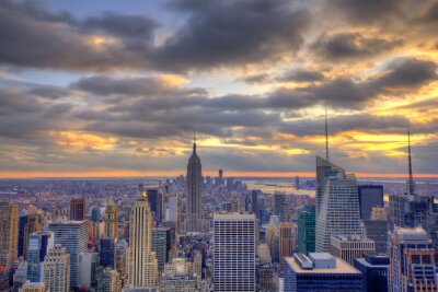 Fotobehang Skyline van New York bij zonsondergang