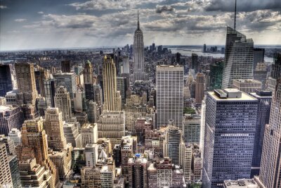 Fotobehang Skyline van New York City in donkere kleuren
