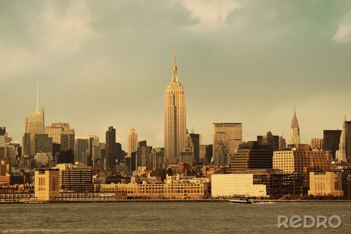 Fotobehang Skyline van New Yorkse wolkenkrabbers