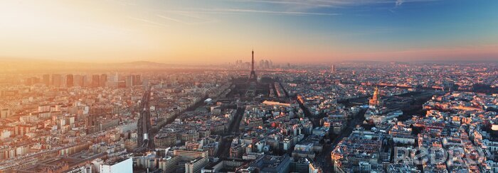 Fotobehang Skyline van Parijs bij zonsondergang