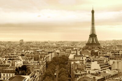 Skyline van Parijs in sepia kleuren