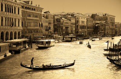 Fotobehang Skyline van Venetië in sepia kleuren