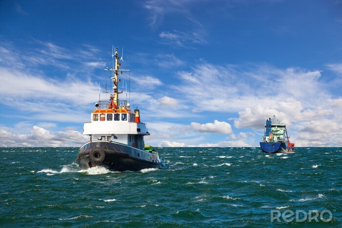 Fotobehang Sleepboot op zee