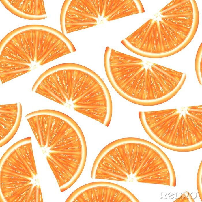 Fotobehang Sliced orange seamless pattern. Vibrant exotic fruits background