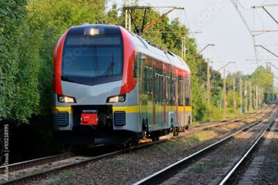 Fotobehang Sneltrein op de rails