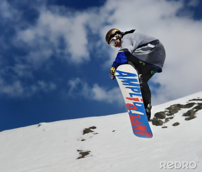 Fotobehang Snowboarder in de stralende zon