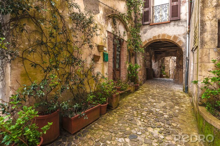 Fotobehang Solar oude stad en de straten van het mooie Toscane, Ita