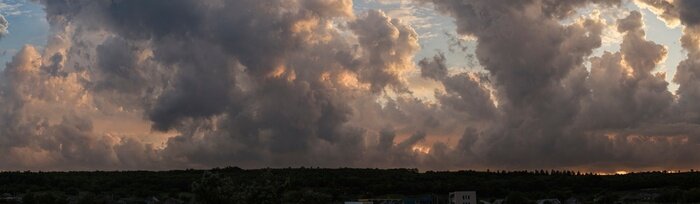 Fotobehang Sombere wolken boven het bos