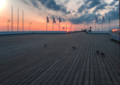 Fotobehang Sopot pier in de avond