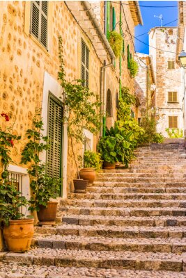 Fotobehang Spaanse straat met trappen