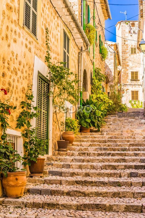 Fotobehang Spaanse straat met trappen