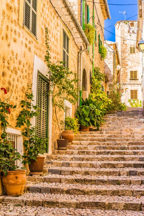 Fotobehang Spaanse straat met trappen
