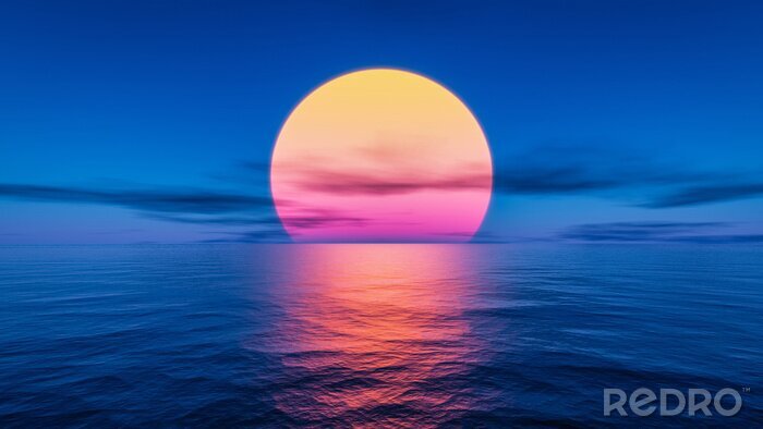 Fotobehang Spectaculaire zonsondergang over de zee