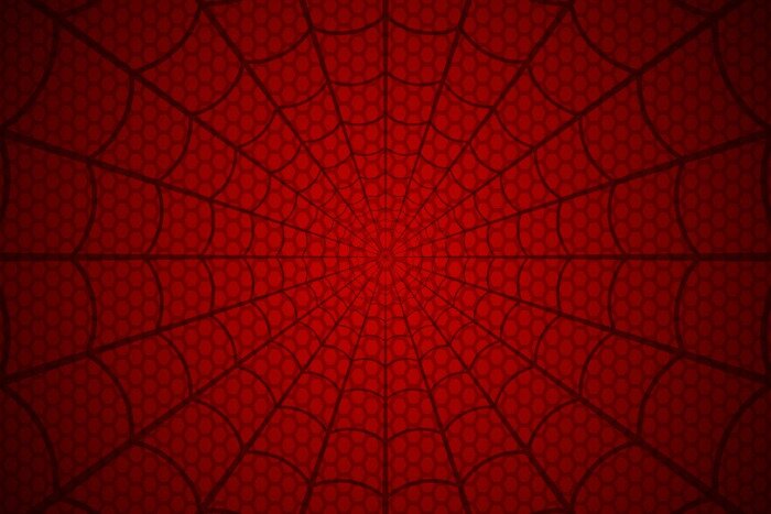 Fotobehang Spinnenweb op een rode achtergrond