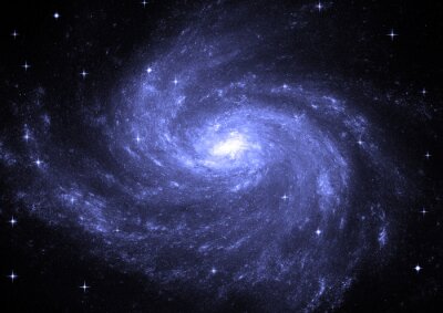 Spiraalvormig melkwegstelsel en sterren