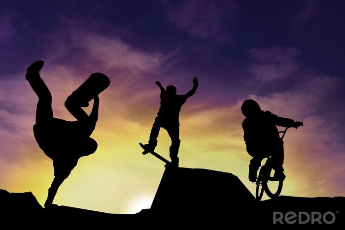 Fotobehang Sportstunts in de avond