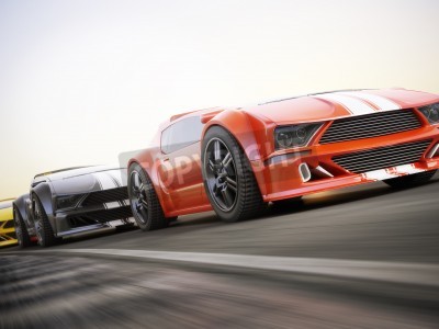 Fotobehang Sportwagens rijden snel