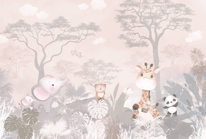 Fotobehang Sprookjesachtige dieren in de tropische jungle