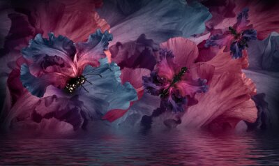 Fotobehang Sprookjesachtige vlinders boven het water