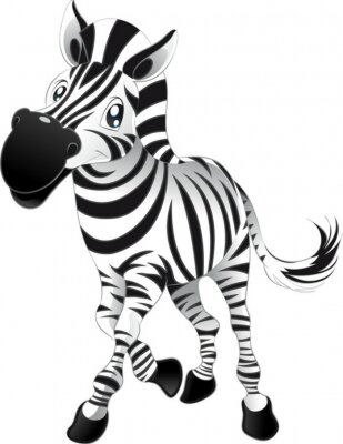 Fotobehang Sprookjesachtige zebra op een witte achtergrond