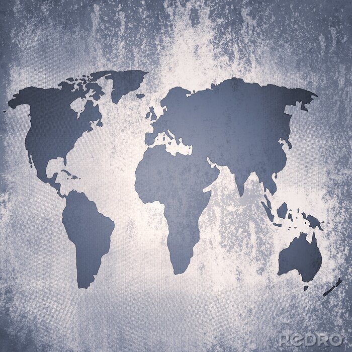 Fotobehang Staalblauwe wereldkaart met textuur
