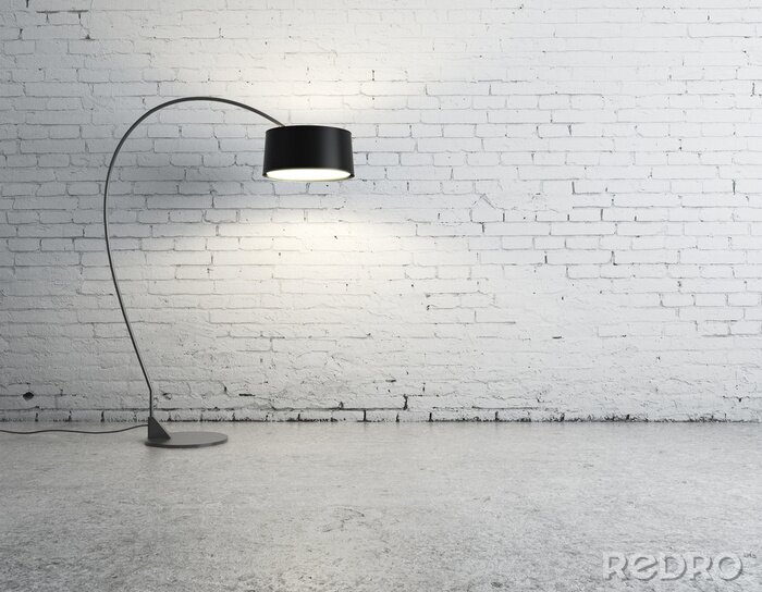 Fotobehang Staande lamp bij witte muur