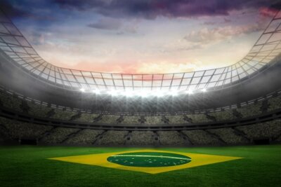 Fotobehang Stadion met Braziliaanse vlag