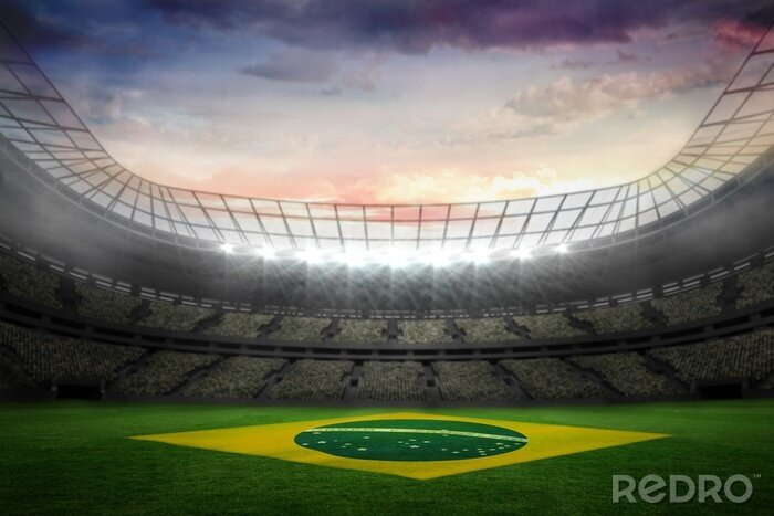 Fotobehang Stadion met Braziliaanse vlag