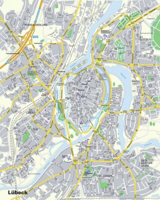Fotobehang Stadsplattegrond van Lübeck