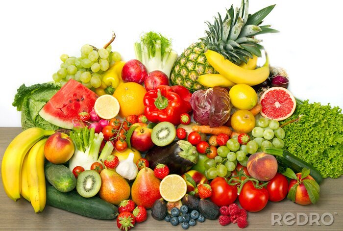 Fotobehang Stapel groenten en fruit