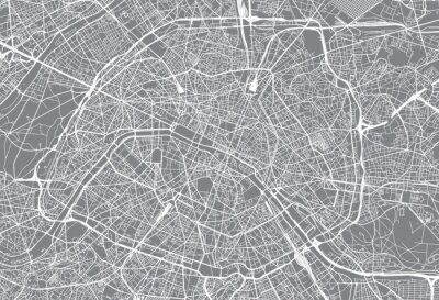 Stedelijke vector plattegrond van de stad van Parijs, Frankrijk