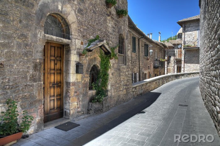 Fotobehang Steegje. Assisi. Umbrië.